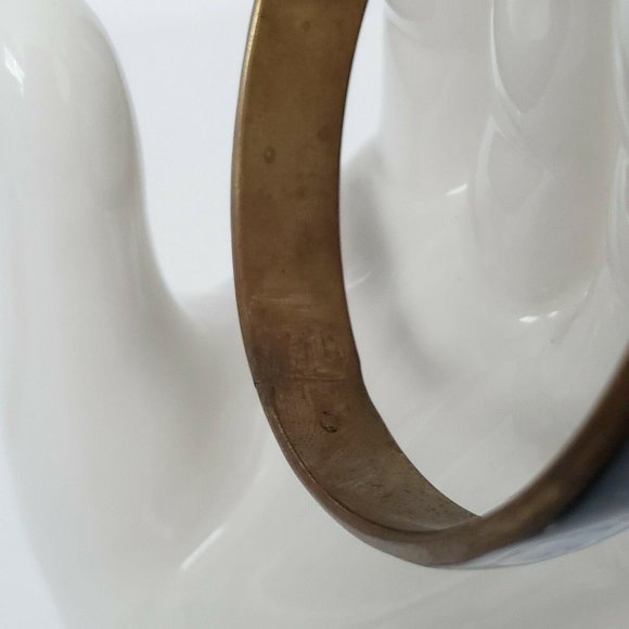 Copper Colored Metal Bangle Bracelet with Abalone Inset 8" Diameter 2 1/2" - Picture 9 of 9